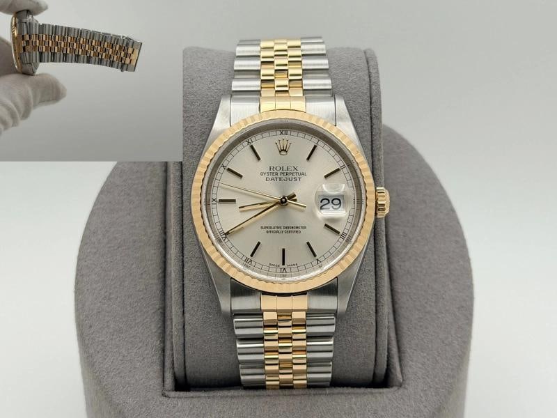 Rolex Datejust 16233 36mm Silver Dial 18k Yellow Gold Stainless Steel Jubilee (1 of 9)