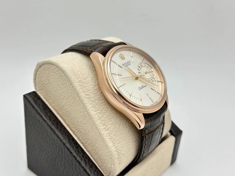 Rolex Cellini Date 50515 39mm 18k Rose Gold Silver Guilloche Dial Box Paper - 3