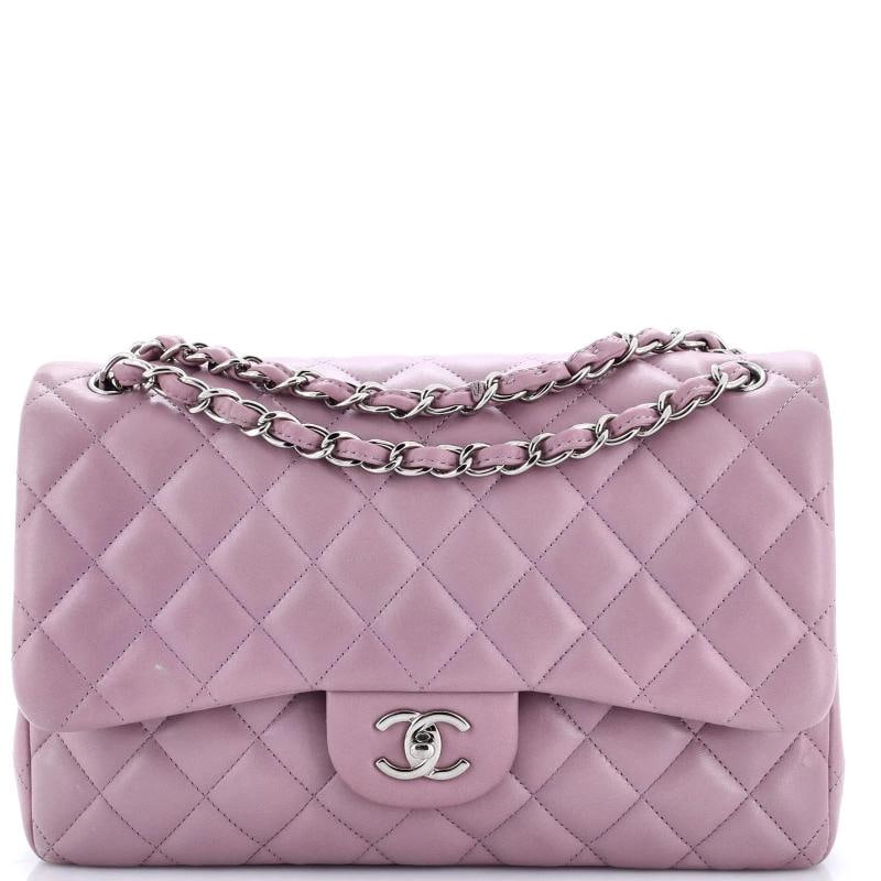Chanel Classic Double Flap Bag Quilted Lambskin Jumbo: Accessories: Dust BagMeasurements: Handle Drop 14", Height 8", Width 12", Depth 3.5", Strap Drop 24". Condition: Pre-owned - Good,Brand: Chanel,Exterior Material: Leather,Style: Shoulder