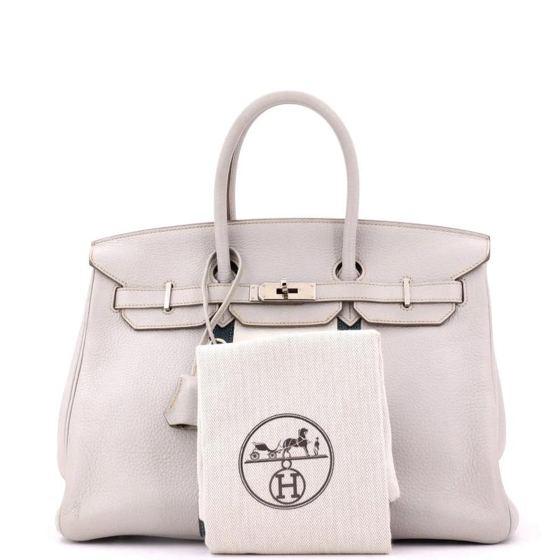 Hermes Club Birkin Bag Grey Clemence and Lizard with Palladium Hardware 35 - 2