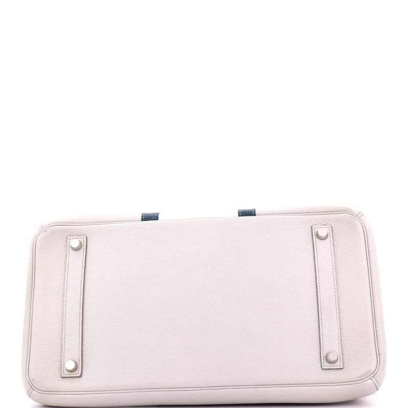 Hermes Club Birkin Bag Grey Clemence and Lizard with Palladium Hardware 35 - 5