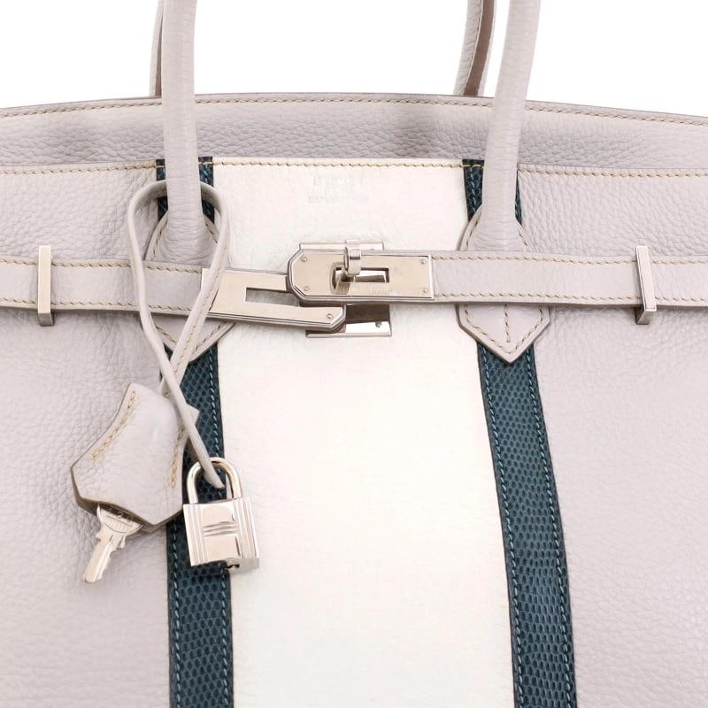 Hermes Club Birkin Bag Grey Clemence and Lizard with Palladium Hardware 35 - 7