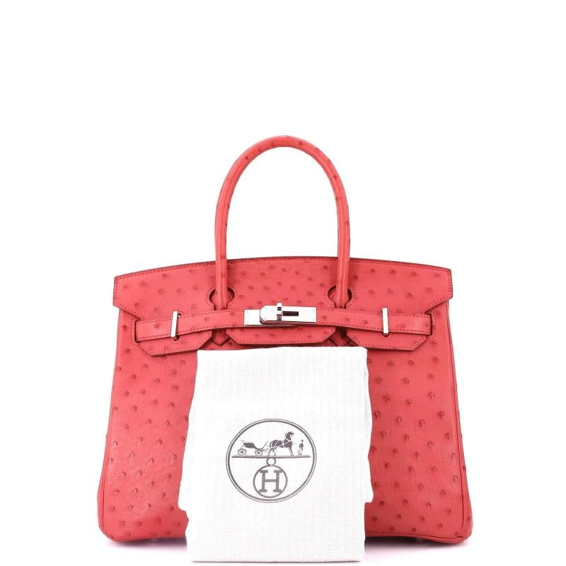 Hermes Birkin Handbag Pink Ostrich with Palladium Hardware 30 - 2