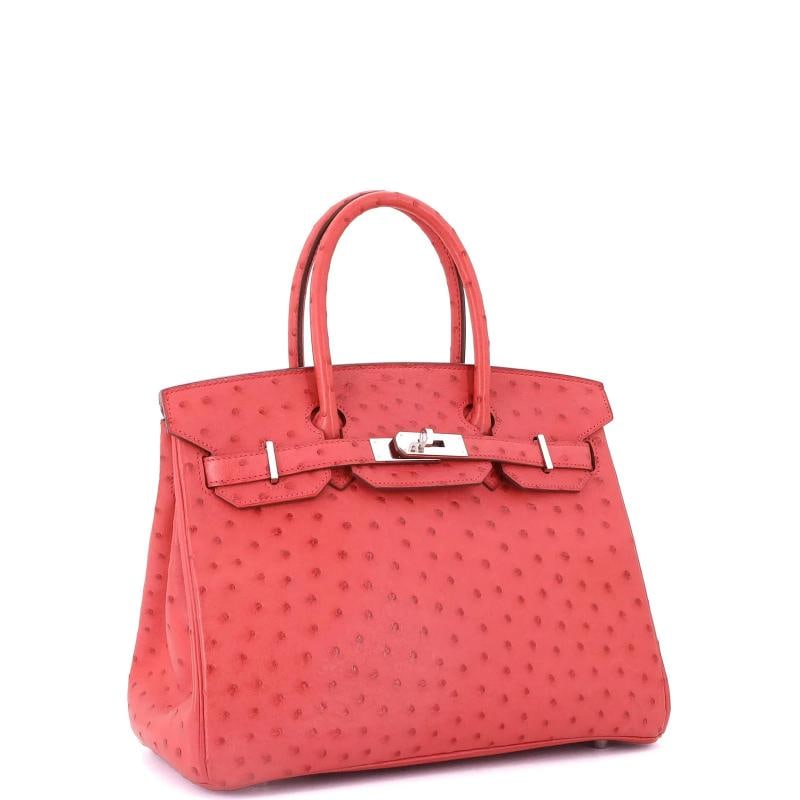 Hermes Birkin Handbag Pink Ostrich with Palladium Hardware 30 - 3