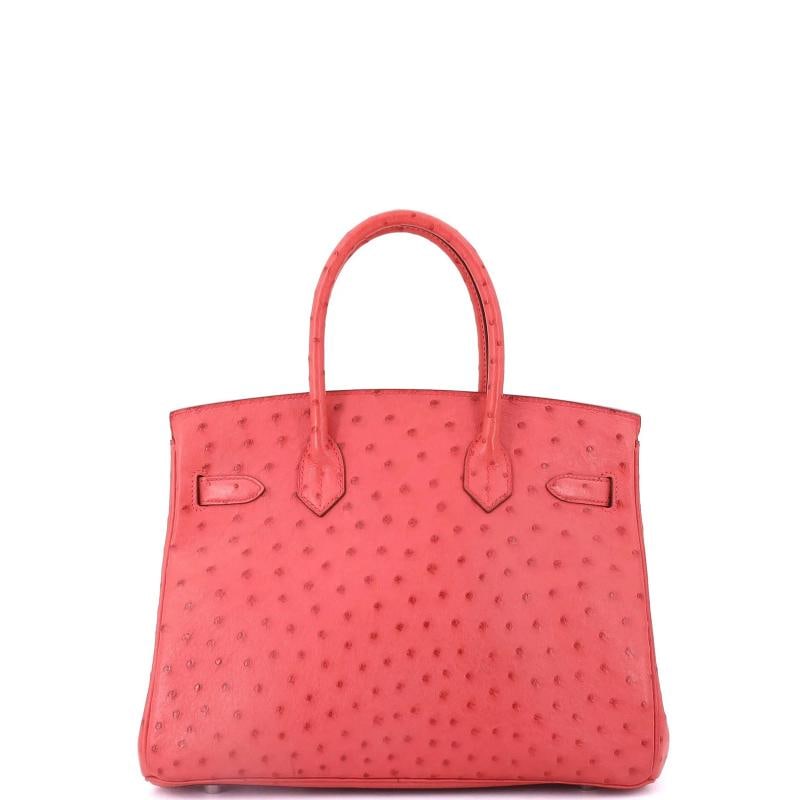 Hermes Birkin Handbag Pink Ostrich with Palladium Hardware 30 - 4