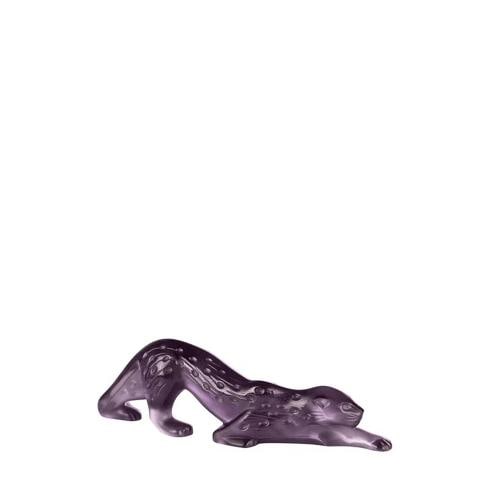 NEW LALIQUE CRYSTAL SMALL ZEILA PURPLE PANTHER SCULPTURE #10811600 BRAND NIB - 2