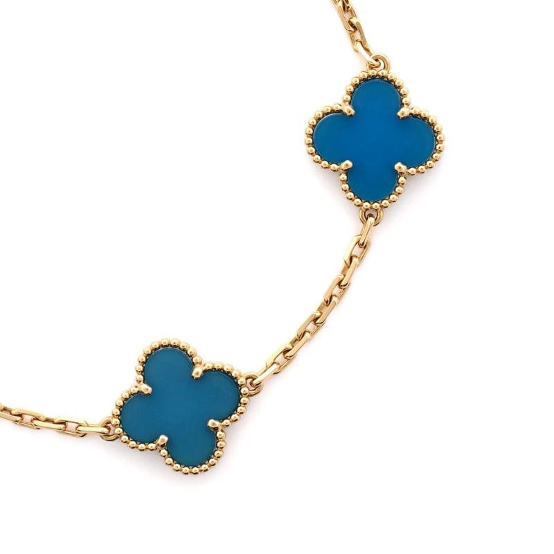 Van Cleef & Arpels Vintage Alhambra 5 Motifs Bracelet 18K Yellow Gold and Agate - 4