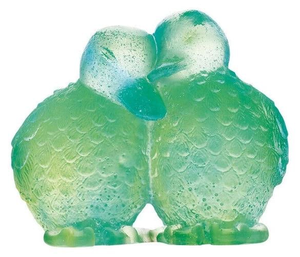 DAUM CRYSTAL TURQUOISE DUCKLINGS FIGURINE #02484-1 BRAND NIB DUCK LOVE (1 of 1)