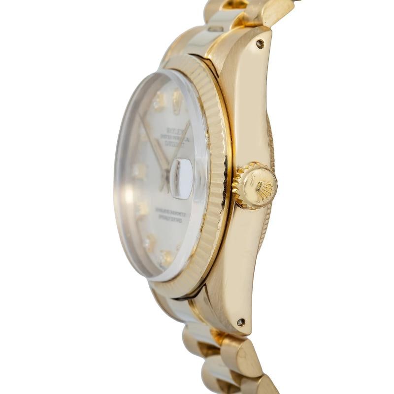 Rolex Datejust 6827 MidSize 18k YG President Factory Diamond Women's Watch 31mm - 2