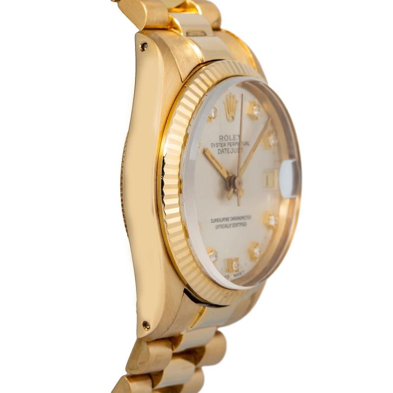 Rolex Datejust 6827 MidSize 18k YG President Factory Diamond Women's Watch 31mm - 3