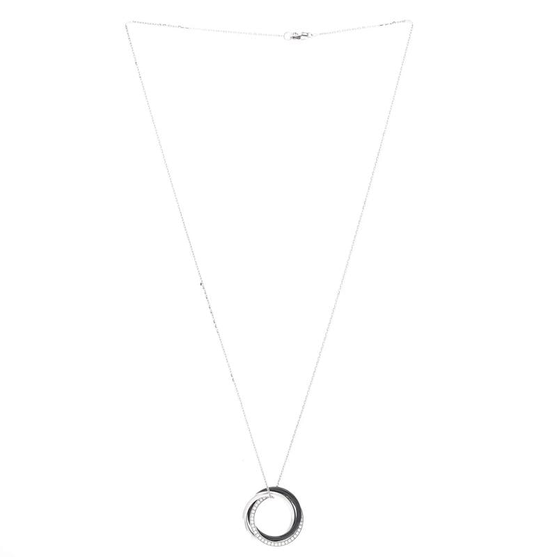 Cartier Trinity Pendant Necklace 18K White Gold with Diamonds and Ceramic Small - 3