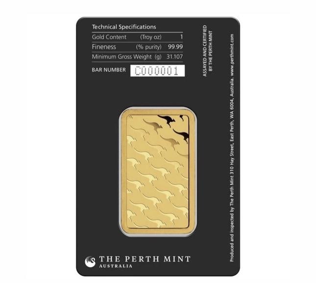 1 Oz Gold Bar - The Perth Mint (In Assay) 0.9999 - 2