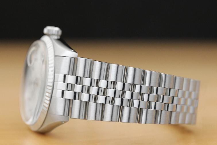 MENS ROLEX DATEJUST 1601 18K WHITE GOLD STAINLESS SS SILVER DIAMOND DIAL WATCH - 5