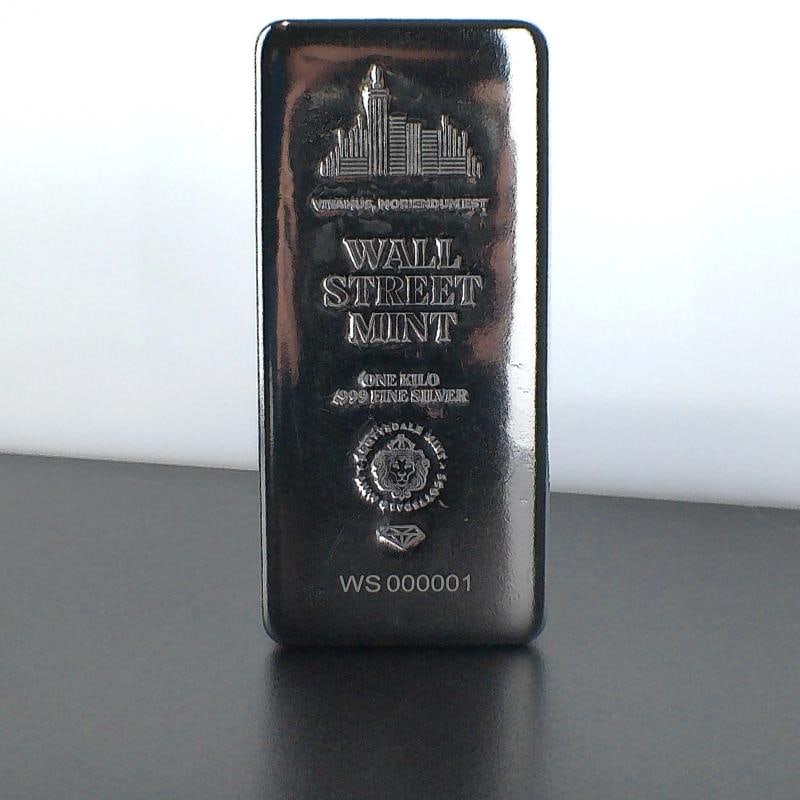 1 Kilo .999 Silver Bar Wall Street Mint Silver Bullion - 32.15 Troy Oz #A512 - 6