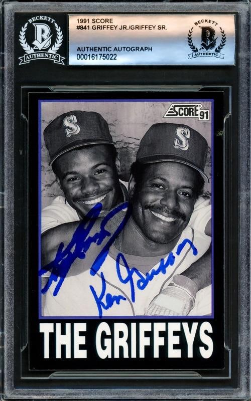 Ken Griffey Jr. & Sr. Signed 1991 Score Card 841 Seattle Mariners Beckett (1 of 2)