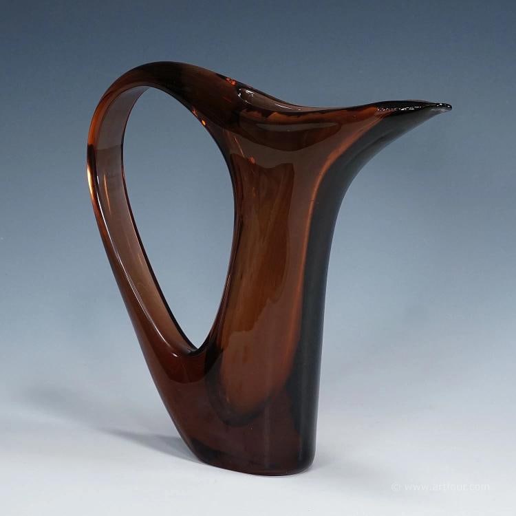 Vintage Murano Glass Vase Anse Volanti by A.Ve.M. 1950s - 2