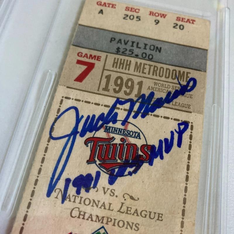 Jack Morris "W.S. MVP" Signed 1991 World Series Game 7 Ticket PSA Gem Mint 10 - 3