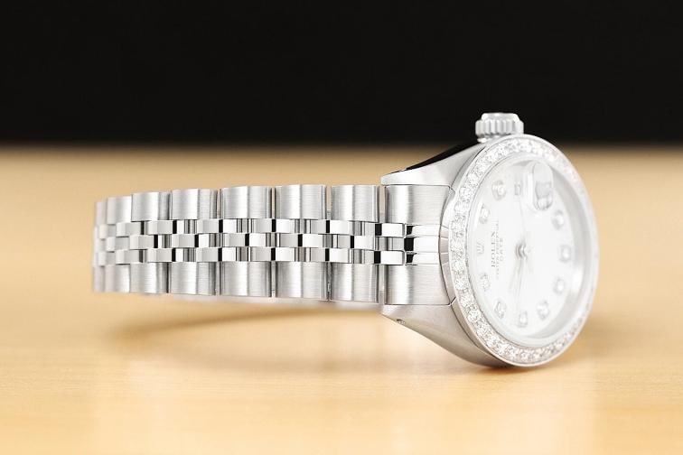 LADIES ROLEX WHITE DIAMOND DIAL DATE 18K WHITE GOLD STAINLESS STEEL WATCH - 6