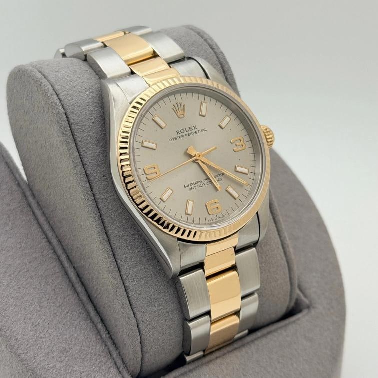 Rolex Oyster Perpetual 14233 34mm Silver Dial 18k Yellow Gold Stainless Steel - 6