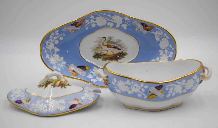 Antique Spode Game Bird, Feathers, Small Tureen w/Stand, Circa 1830 (1 of 8)