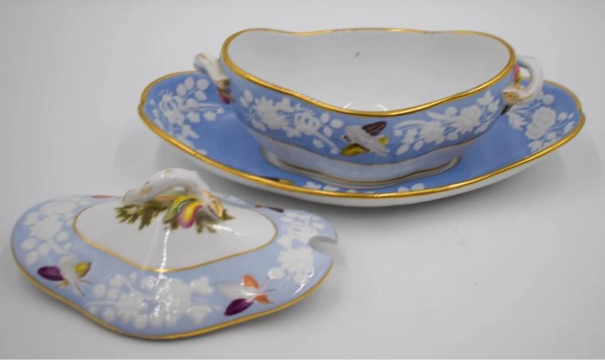 Antique Spode Game Bird, Feathers, Small Tureen w/Stand, Circa 1830 - 3
