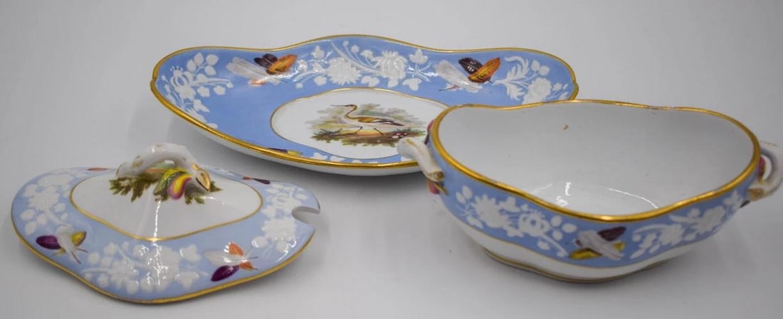 Antique Spode Game Bird, Feathers, Small Tureen w/Stand, Circa 1830 - 4