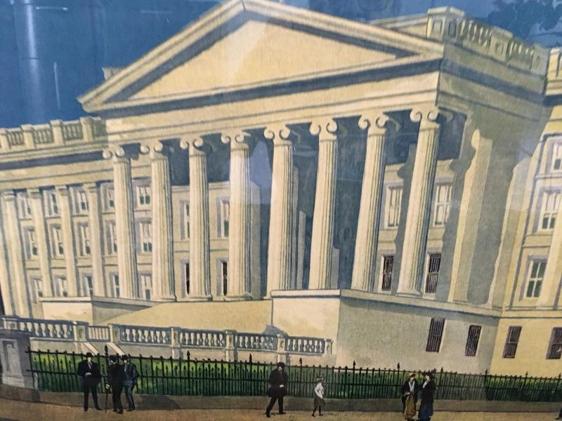 Orig WW1 Poster, SECOND LIBERTY LOAN OF 1917 - TREASURY BUILDING - Linen Lined - 7