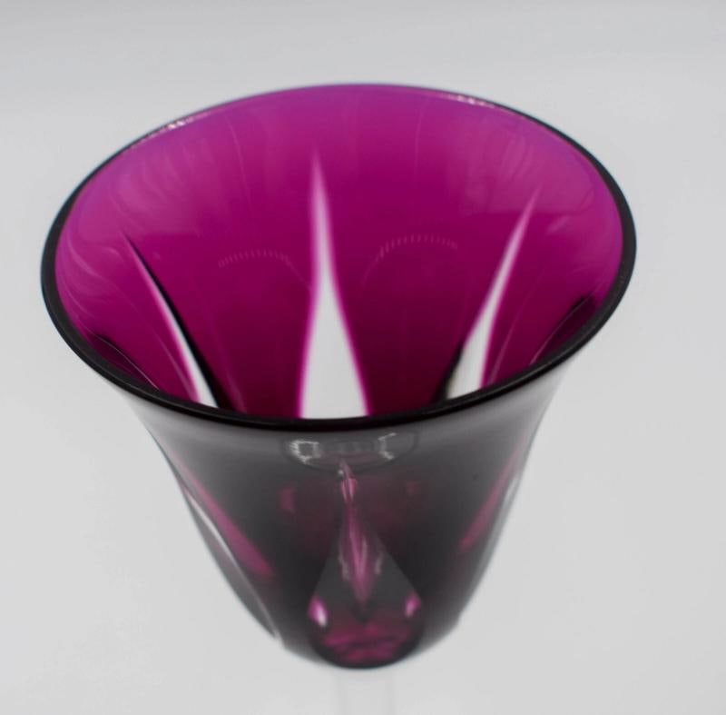 Rare ST. LOUIS Cerdagne Pattern Purple Cut to Clear Wine Glasses Set of 8 - 4