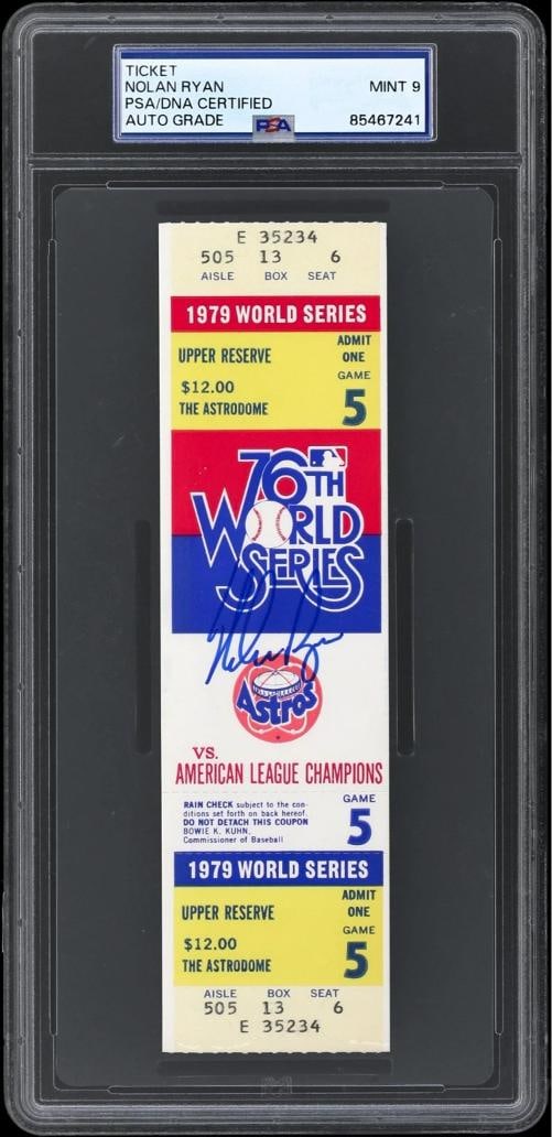 Nolan Ryan Signed 1975 World Series Ticket PSA DNA 9 MINT Houston Astros (1 of 2)