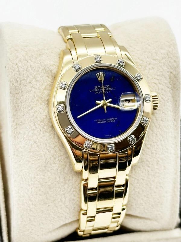 Rolex Pearlmaster Ladies 69318 29mm VERY RARE Lapis Lazuli Dial 18K Yellow Gold - 2