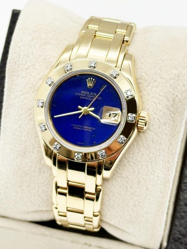 Rolex Pearlmaster Ladies 69318 29mm VERY RARE Lapis Lazuli Dial 18K Yellow Gold - 3