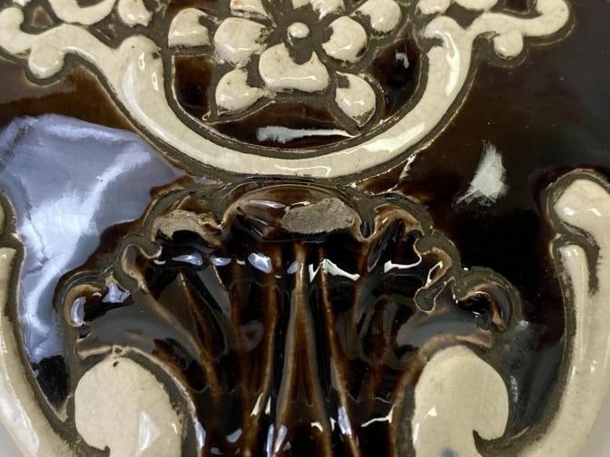 Antique J. Greiner Gerbing Majolica Pottery Art Nouveau Centerpiece Figural Bowl - 11