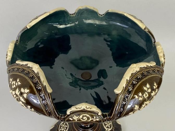 Antique J. Greiner Gerbing Majolica Pottery Art Nouveau Centerpiece Figural Bowl - 7