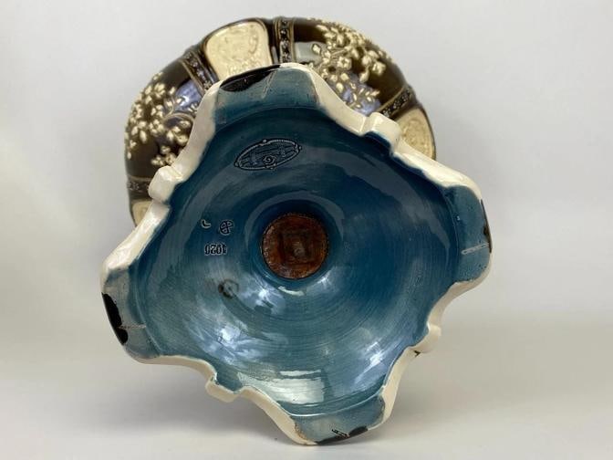 Antique J. Greiner Gerbing Majolica Pottery Art Nouveau Centerpiece Figural Bowl - 8