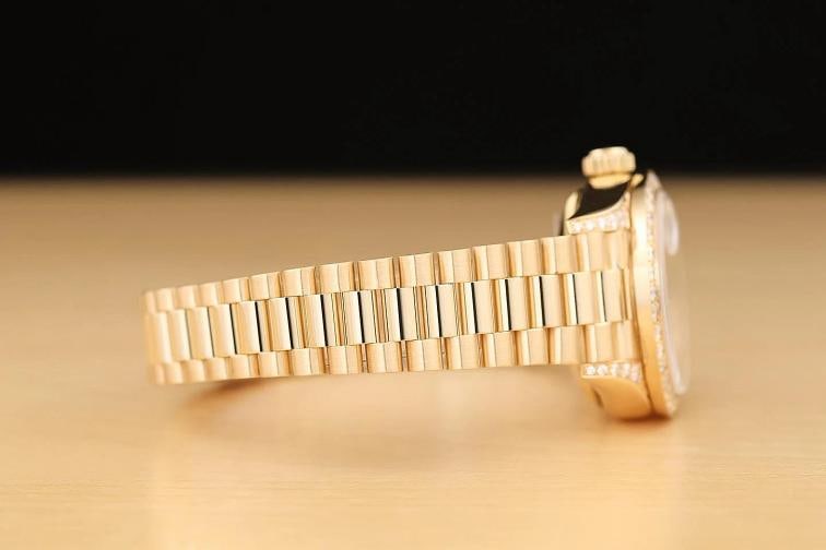 ROLEX LADIES PRESIDENT 69178 FACTORY SAPPHIRE STRING DIAMOND 18K GOLD WATCH - 9