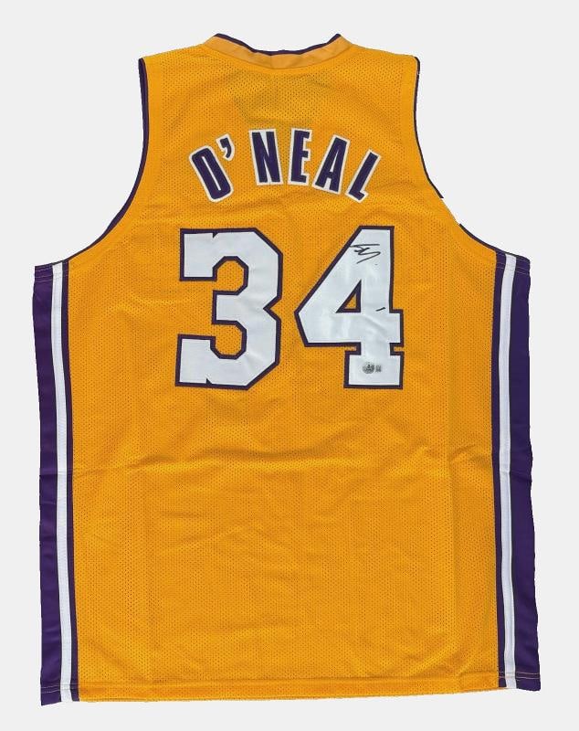 Shaq Shaquille O'Neal Signed Yellow Gold Custom Jersey Beckett Witnessed - 2