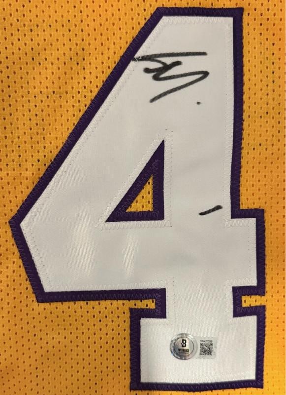 Shaq Shaquille O'Neal Signed Yellow Gold Custom Jersey Beckett Witnessed - 4