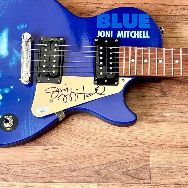 JONI MITCHELL Signed Guitar Custom 1/1 Graphics JSA COA BLUE BOTH SIDES NOW - 2