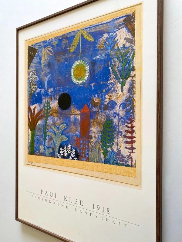 PAUL KLEE RARE 1987 MODERNIST LITHO PRINT FRAMED POSTER "SUNKEN LANDSCAPE" 1918 - 12