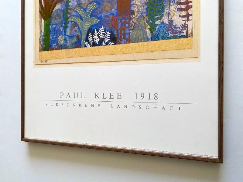 PAUL KLEE RARE 1987 MODERNIST LITHO PRINT FRAMED POSTER "SUNKEN LANDSCAPE" 1918 - 13