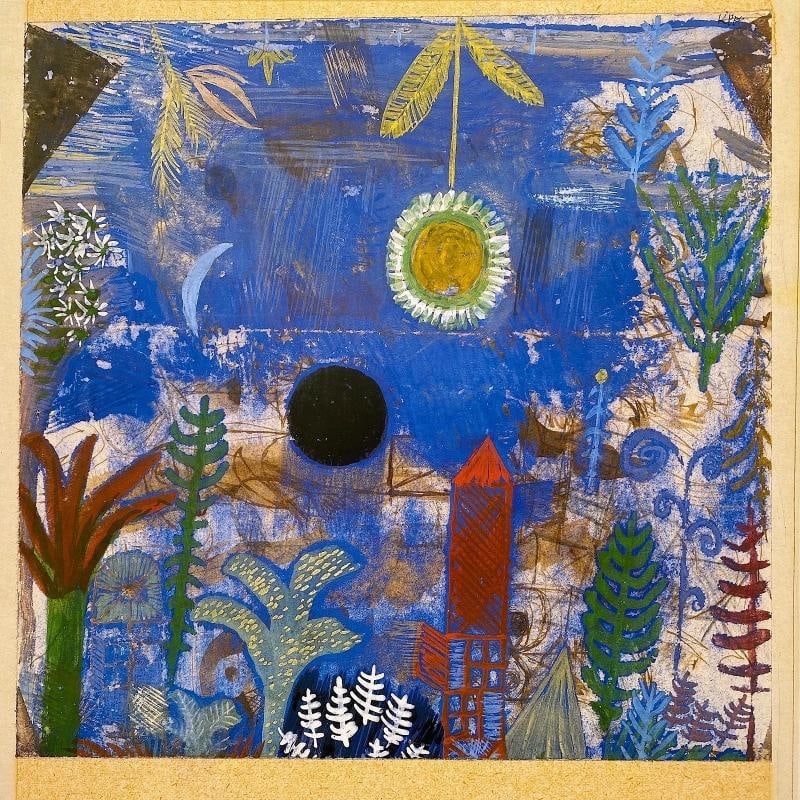 PAUL KLEE RARE 1987 MODERNIST LITHO PRINT FRAMED POSTER "SUNKEN LANDSCAPE" 1918 - 6