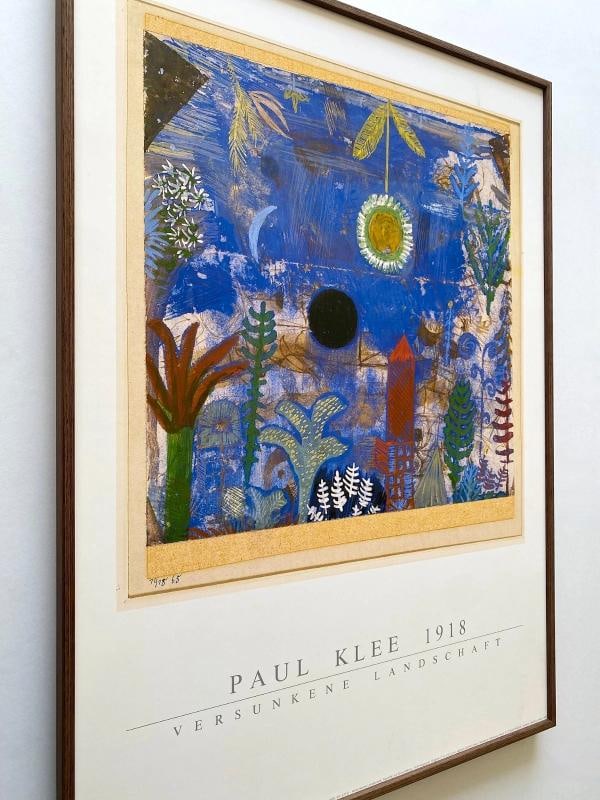 PAUL KLEE RARE 1987 MODERNIST LITHO PRINT FRAMED POSTER "SUNKEN LANDSCAPE" 1918 - 7