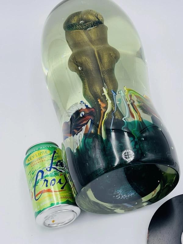 Massive Murano Aquarium Sculpture Elio Raffaeli Lovers Submerged 40lbs Stunning - 11