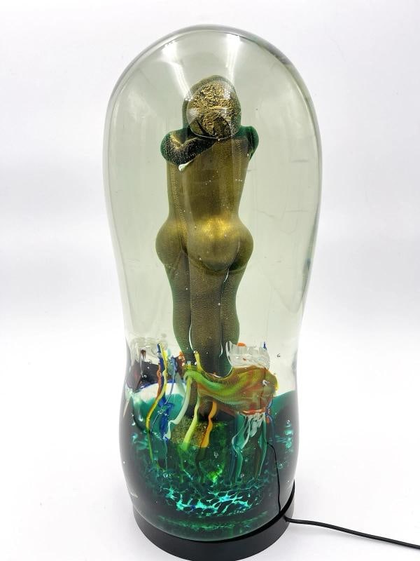 Massive Murano Aquarium Sculpture Elio Raffaeli Lovers Submerged 40lbs Stunning - 9