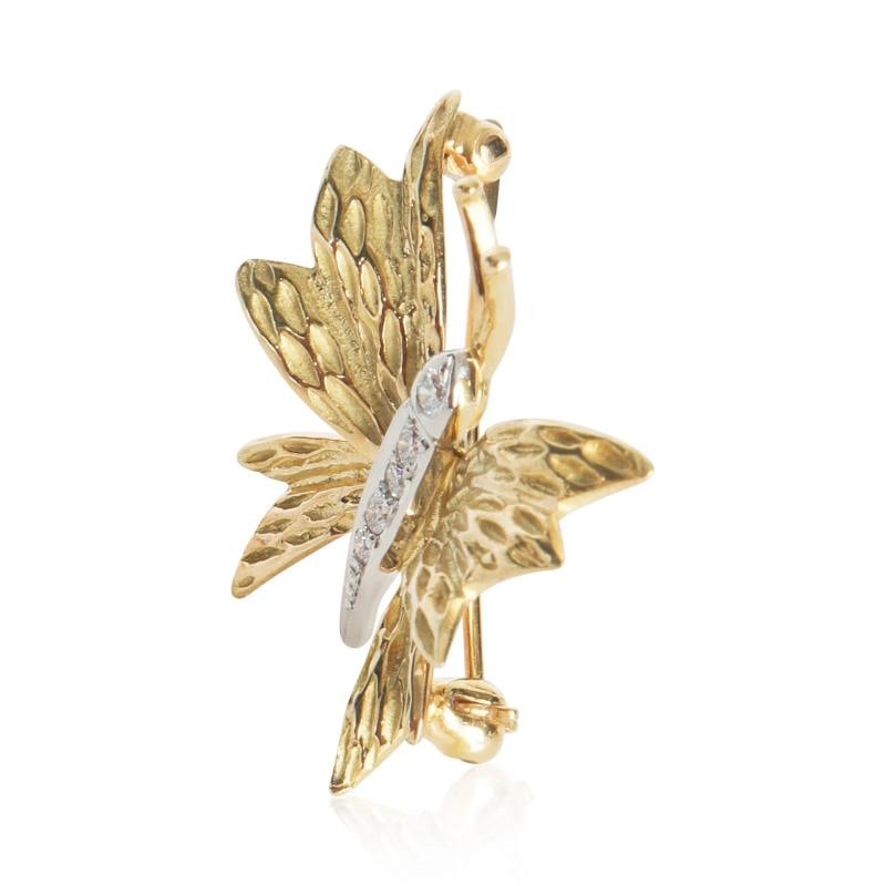 Tiffany & Co. Yellow Gold & Platinum Diamond Vintage Butterfly Brooch - 2