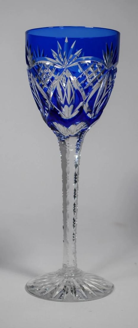 8 Cristallerie de Lorraine cut to clear Wine Glasses signed - 3