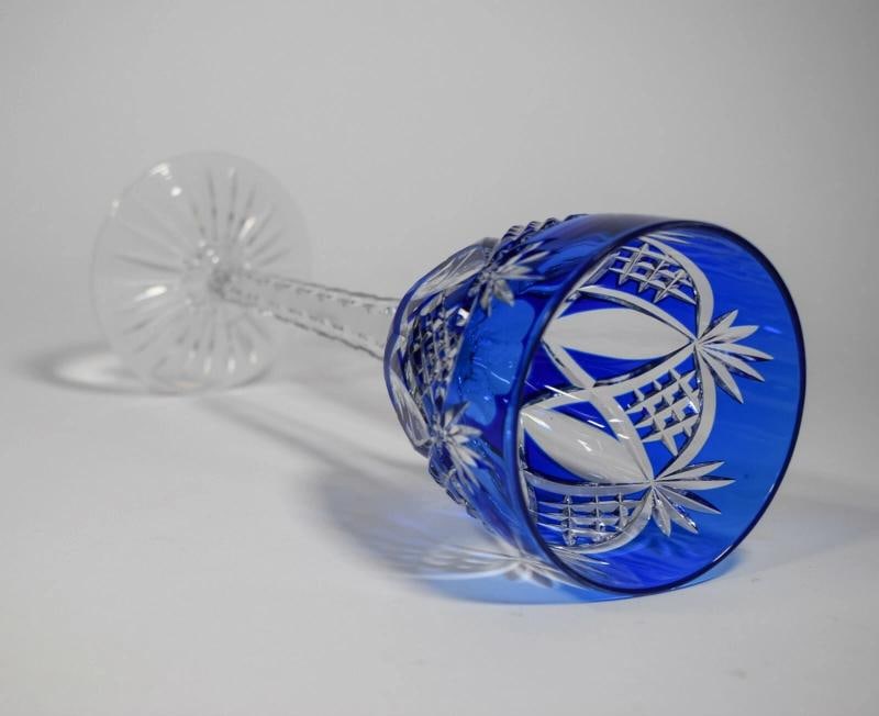 8 Cristallerie de Lorraine cut to clear Wine Glasses signed - 5