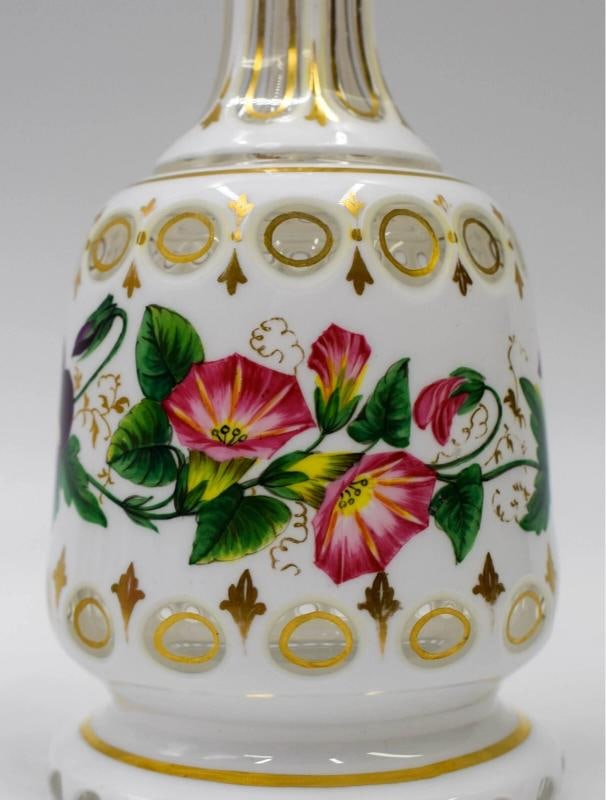 Amazing 19th Century Bohemian Cut to Clear Hand Painted Tumble Up - 3