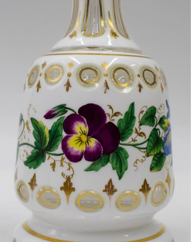 Amazing 19th Century Bohemian Cut to Clear Hand Painted Tumble Up - 4