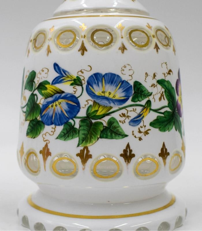 Amazing 19th Century Bohemian Cut to Clear Hand Painted Tumble Up - 5